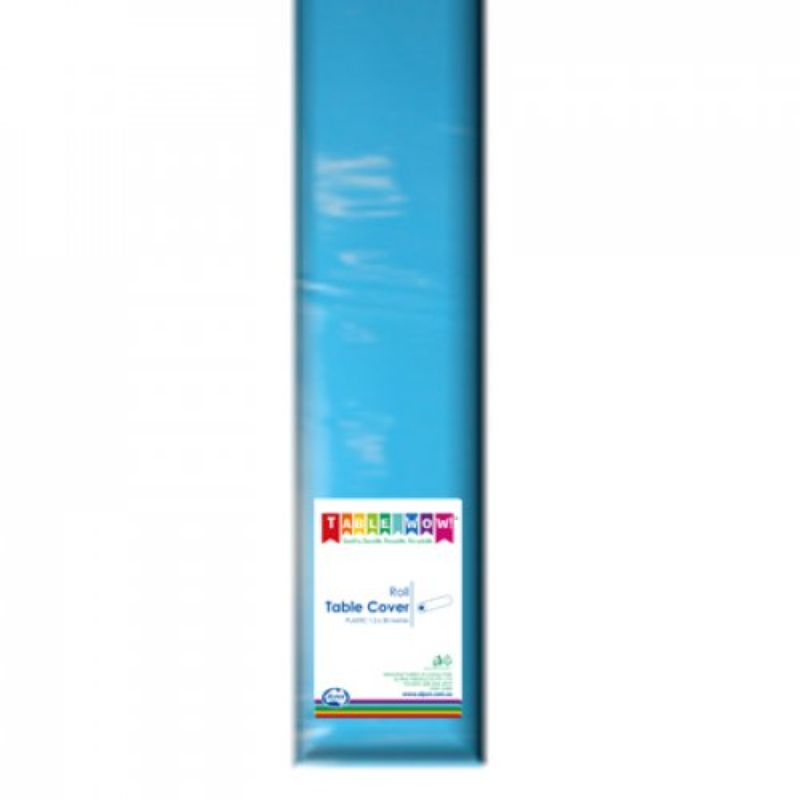 Azure Blue Plastic Table Cover Roll - 1.2m x 30m