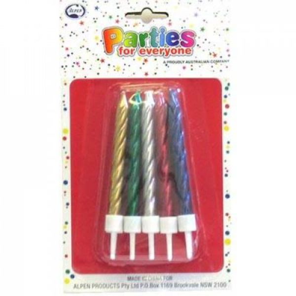 10 Pack Metallic Assorted Candles With Holders