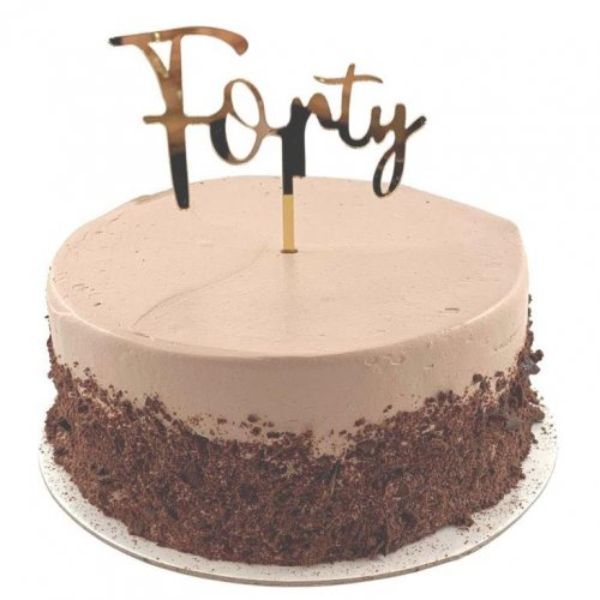 Gold Acrylic Forty Cake Topper - 2mm
