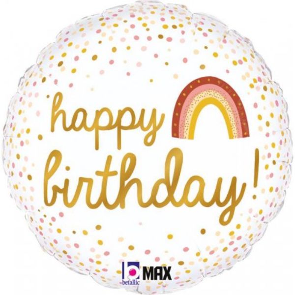Boho Rainbow Happy Birthday Foil Balloon - 45cm
