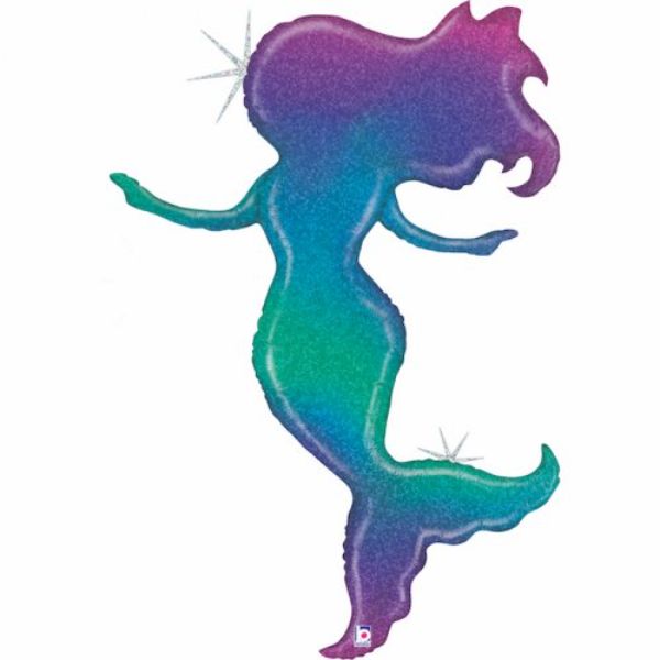 Glitter Mermaid Holographic Shape Foil Balloon - 132cm