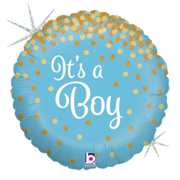 Glittering It's a Boy Round Foil Balloon - 45cm