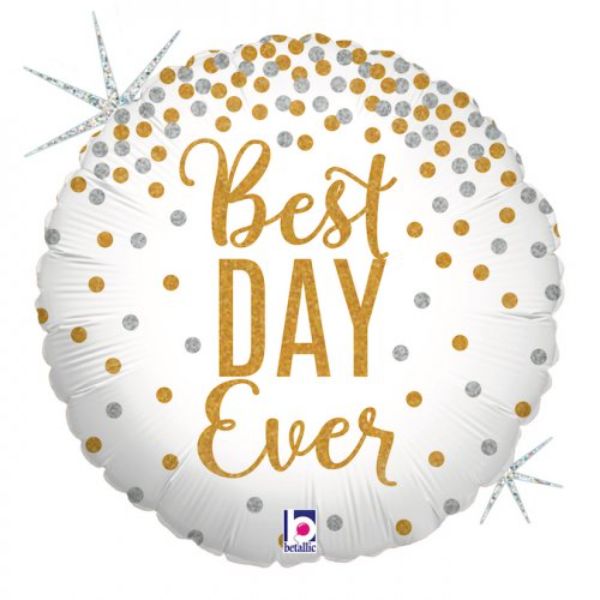 Glittering Best Day Ever Round Foil Balloon - 46cm