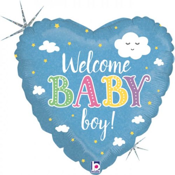 Welcome Baby Boy Blue Foil Balloon - 46cm