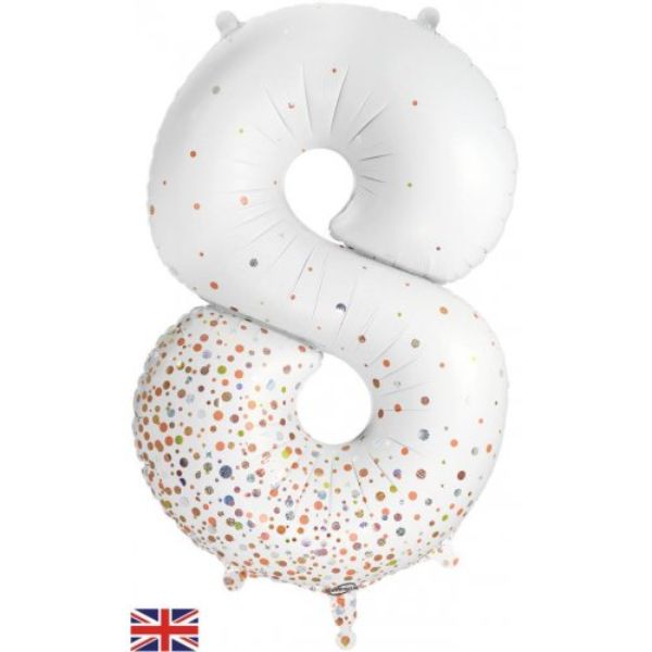 Rose Gold Sparkling Fizz 8 Number Foil Balloon - 86cm