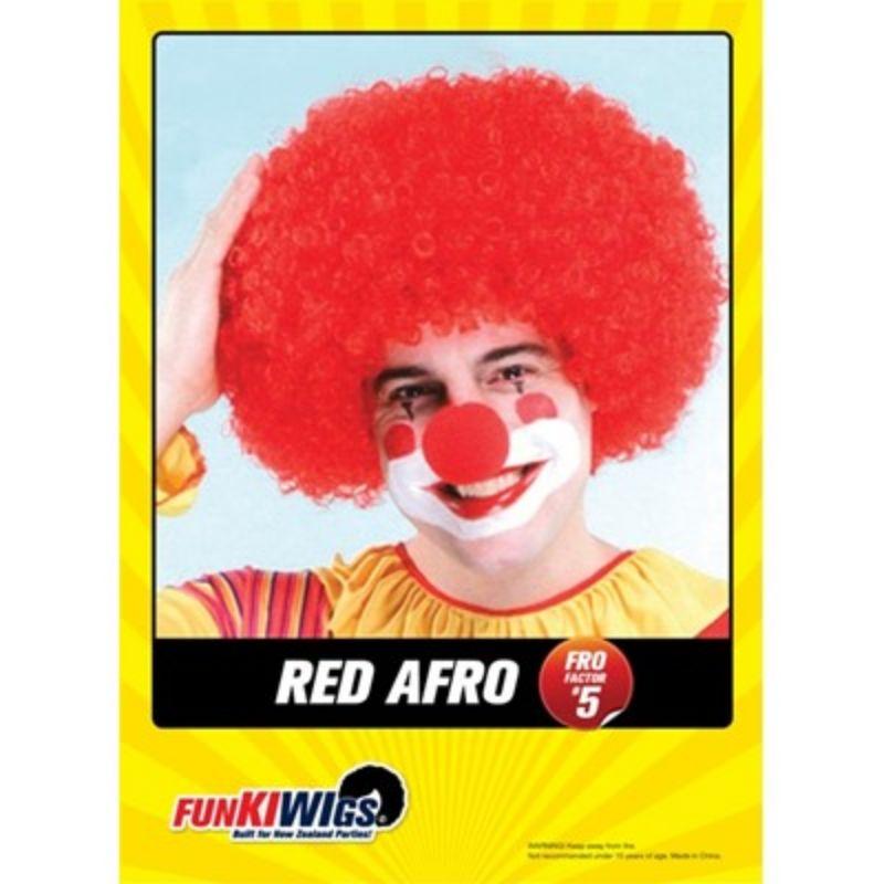 Adults Red Afro Fro Factor 5 Wig