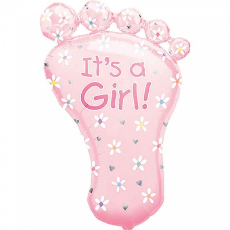 SuperShape XL Its A Girl Foot Foil Balloon - 58cm x 82cm - The Base Warehouse