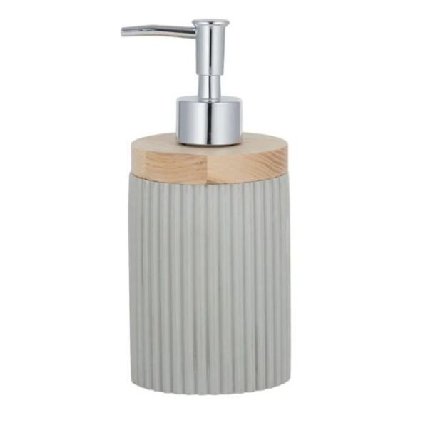 Sage Ronan Resin & Wooden Soap Dispenser - 7.5cm x 17cm