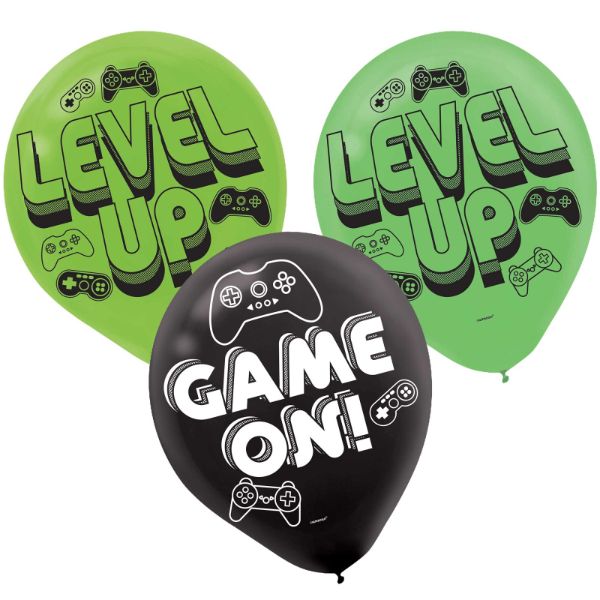 6 Pack Level Up Game On Latex Balloons - 30cm