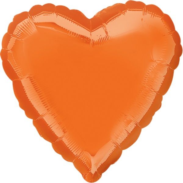 Metallic Orange Heart Foil Balloon - 45cm