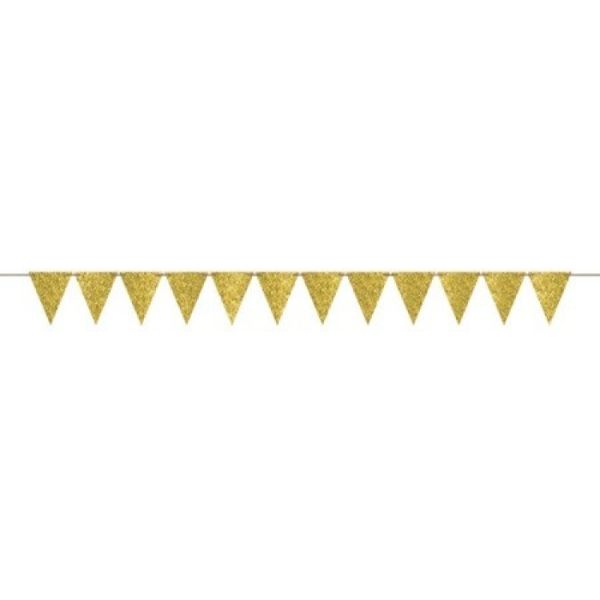 Large Sparkle Gold Paper Pennant Banner