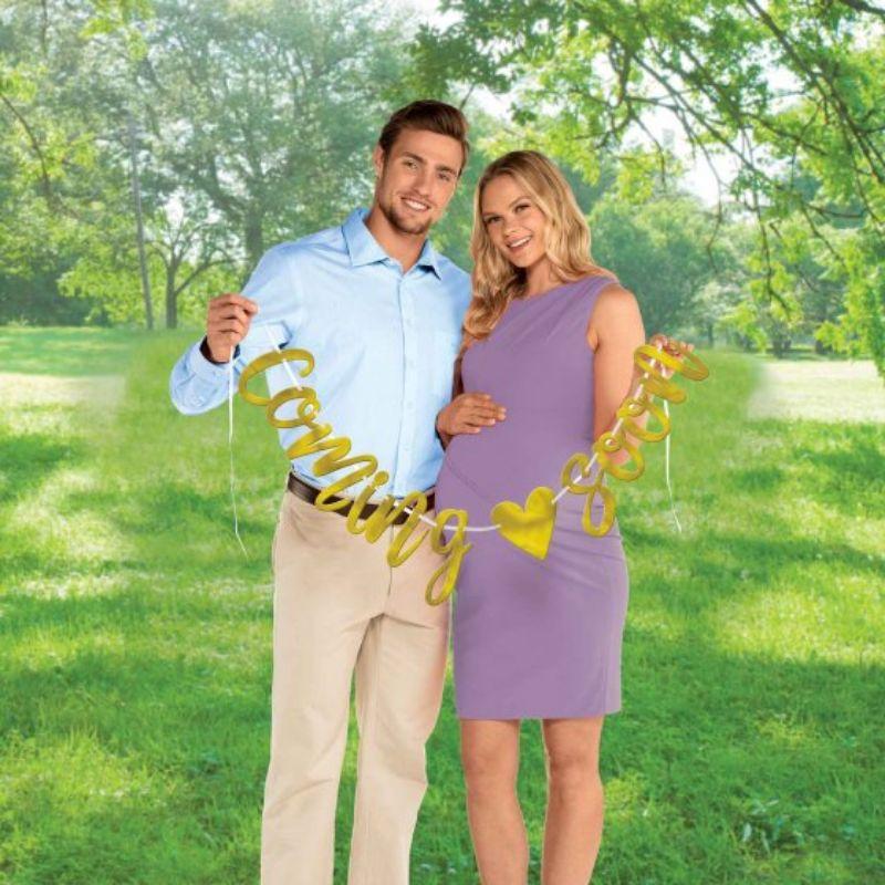 Baby Shower Coming Soon Cardboard Gold Letter Banner - 3.65m