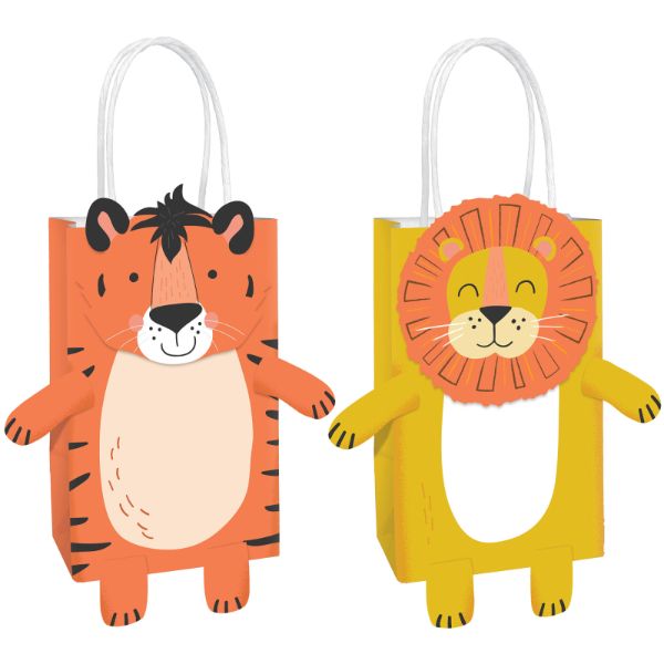 8 Pack Get Wild Jungle Create Your Own Paper Kraft Bags - 21cm x 13cm x 8cm