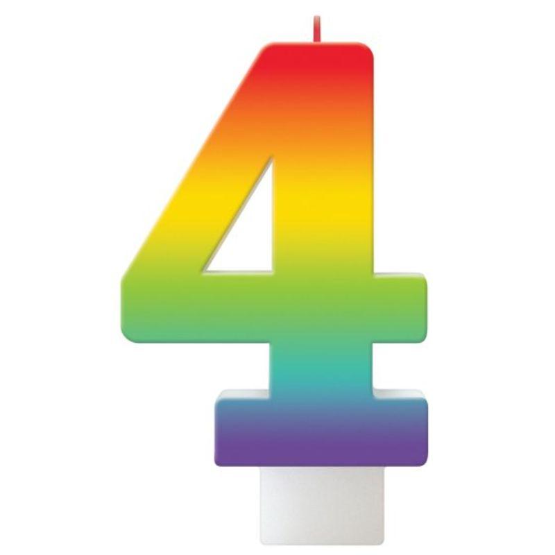 Birthday Celebration Rainbow Candle Number #4 - 11cm