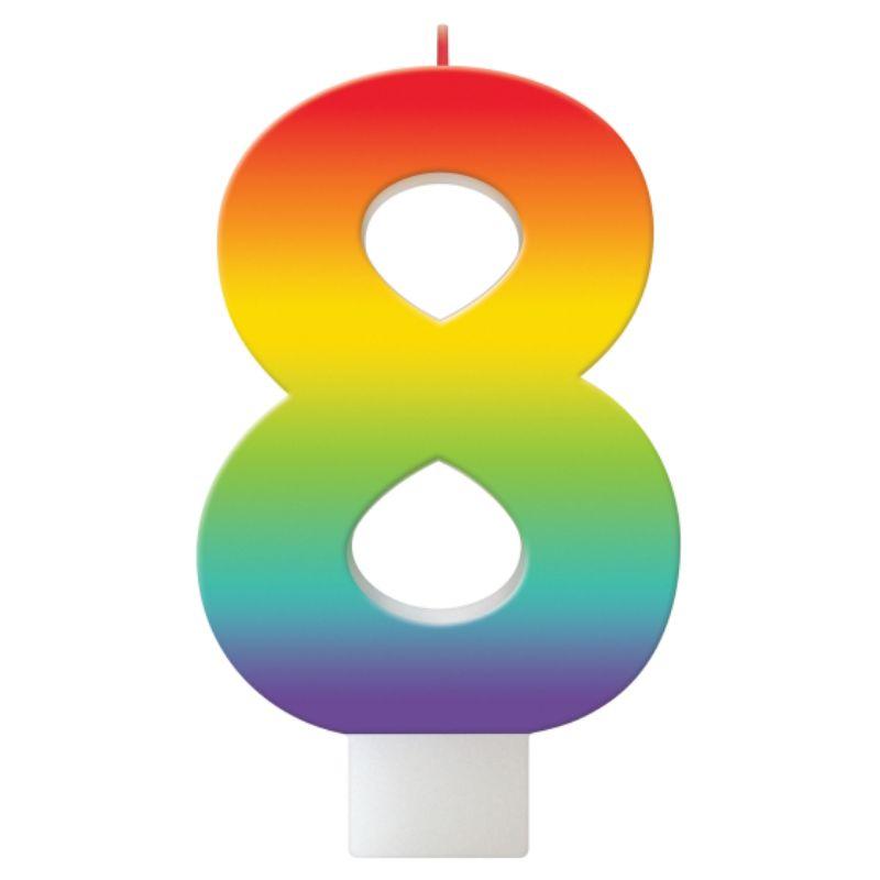 Birthday Celebration Rainbow Candle Number #8 - 11cm