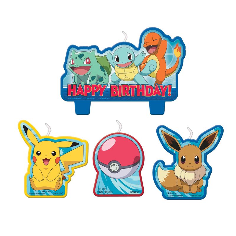 4 Pack Pokemon Class Happy Birthday Candle Set