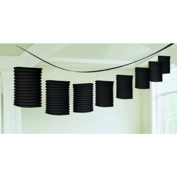 Jet Black Paper Lantern Garland - 365cm