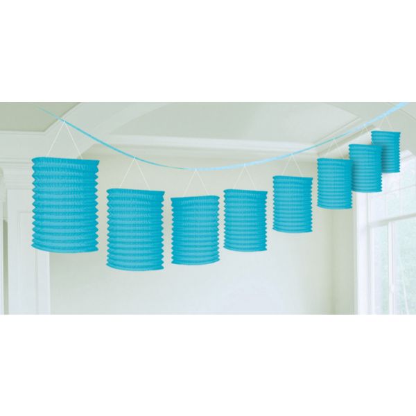 Caribbean Blue Paper Lantern Garland - 3.65m