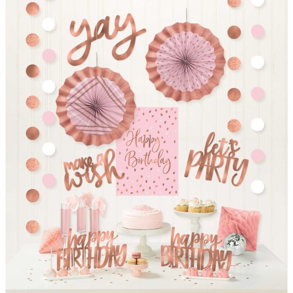 12 Pack Blush Birthday Room Decorating Kit