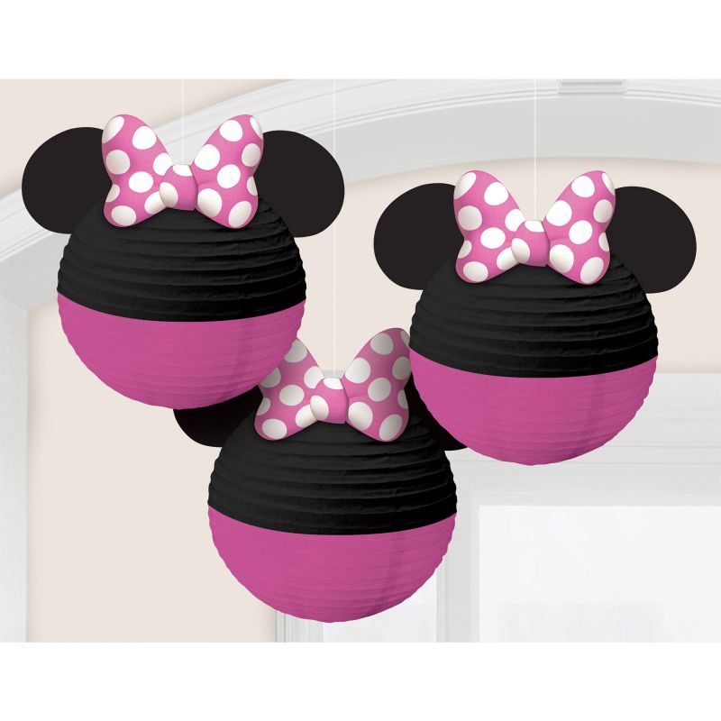 3 Pack Minnie Mouse Forever Paper Lanterns with Bows & Ears - 24cm