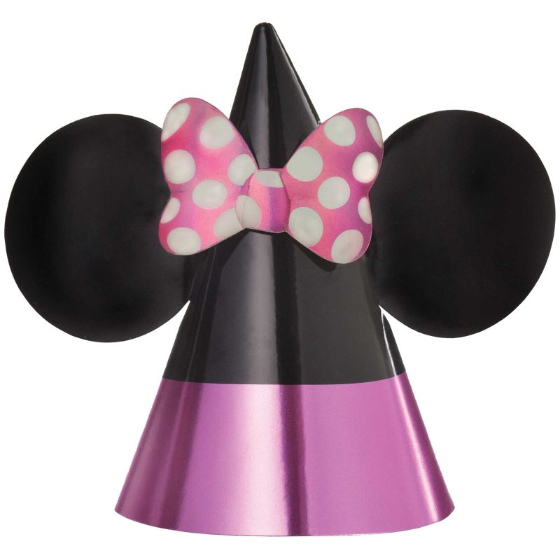 8 Pack Minnie Mouse Forever Party Cone Hats - 17cm