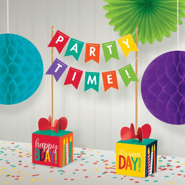 Rainbow Colours Happy Birthday Table Centrepiece Banner Kit
