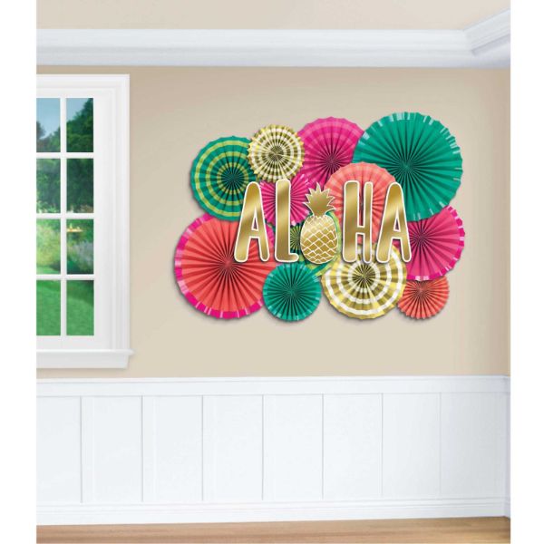 22 Pack Aloha Deluxe Fans & Cutouts Decoration Kit