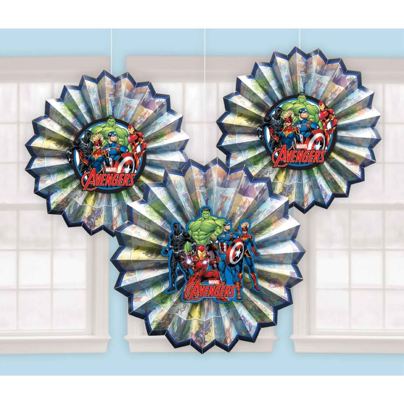 3 Pack Marvel Avengers Powers Unite Paper Fan Decorations