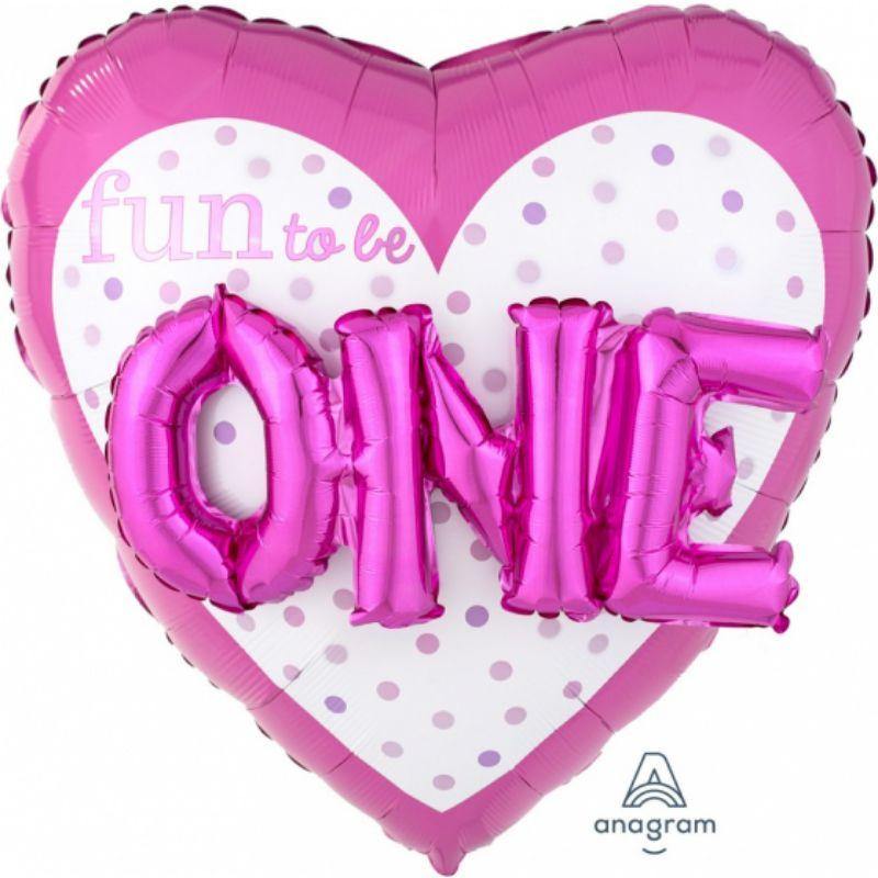 Multi-Balloon Fun to Be O-N-E Girl Foil Balloon - 91cm - The Base Warehouse