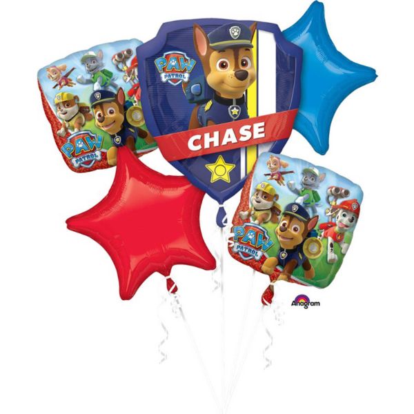 5 Pack Bouquet Paw Patrol Foil Balloons