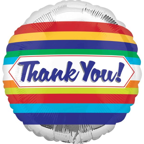 Thank you Colourful Stripes Foil Balloon - 45cm
