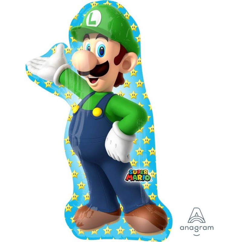Supershape Super Mario Brothers Luigi Foil Balloon - 50cm x 96cm