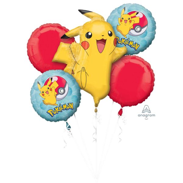 5 Pack Bouquet Bouquet Pokemon Foil Balloons