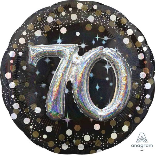 Multi-Balloon Holographic Sparkling 70th Birthday - 91cm