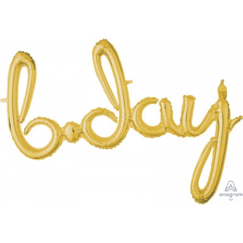 Gold baby Script Phrases Foil Balloon - 99cm x 83cm - The Base Warehouse