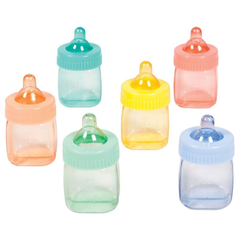 6 Pack Baby Shower Plastic Bottles Favor Containers - 4cm x 7cm