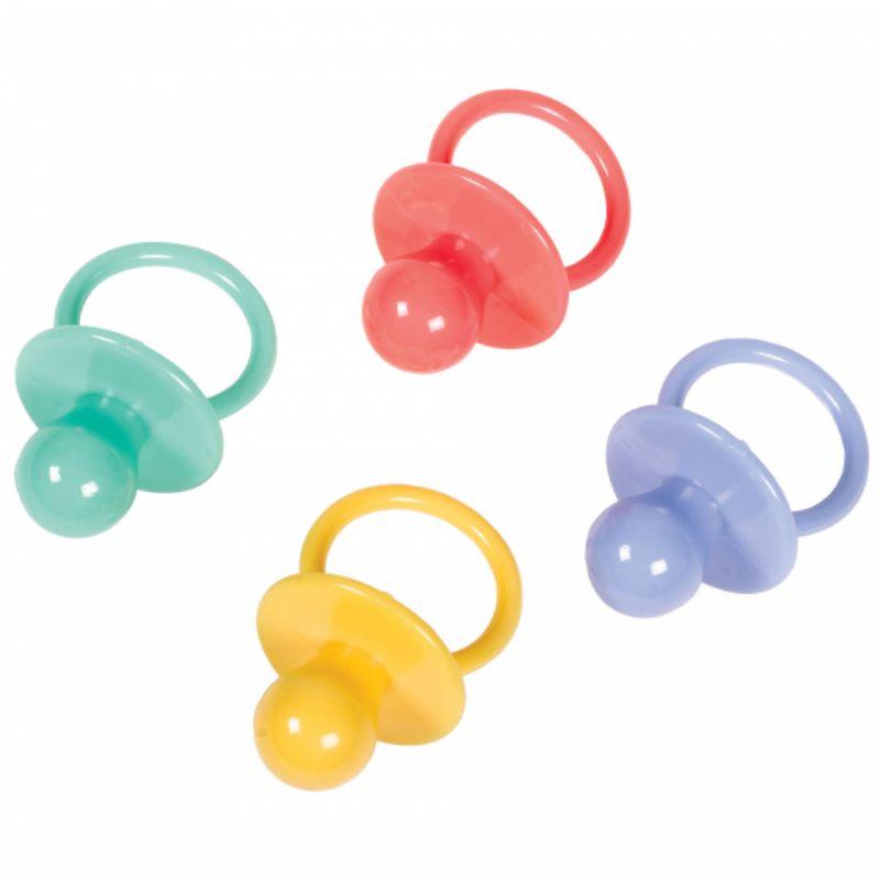 8 Pack Baby Shower Large Multi-Coloured Plastic Pacifiers - 6cm x 3cm