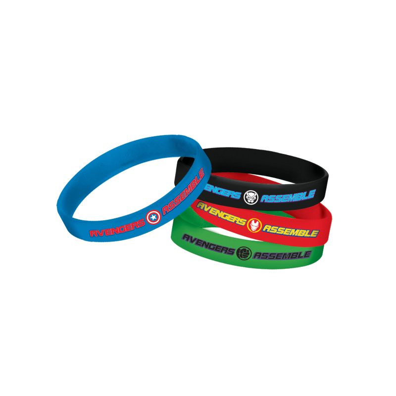 4 Pack Marvel Avengers Powers Unite Rubber Bracelet Favors