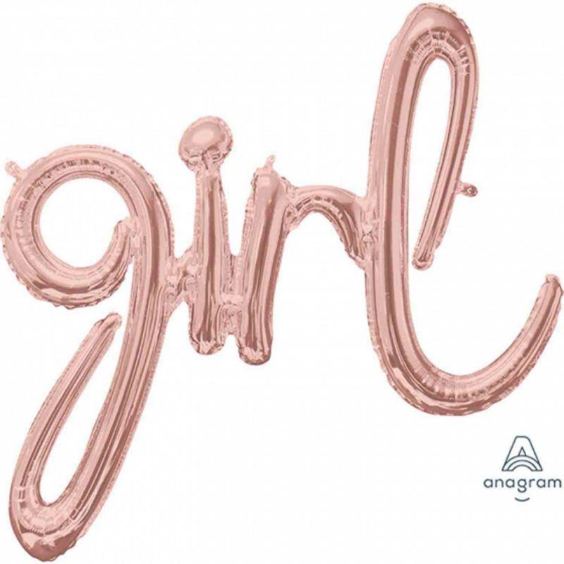 Rose Gold girl Script Phrases Foil Balloon - 73cm x 76cm - The Base Warehouse