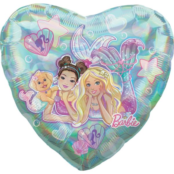 Jumbo Holographic Mermaid Barbie Heart Foil Balloon - 71cm