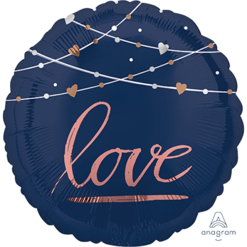 Navy Wedding Love Foil Balloon - 45cm