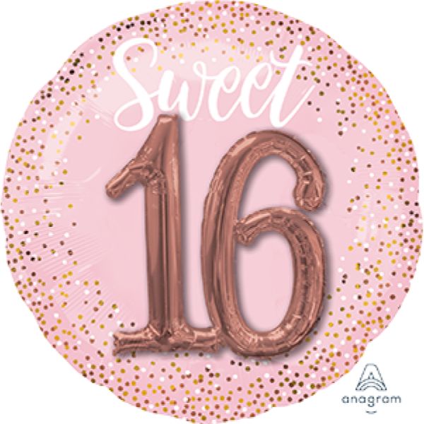 Pink Blush Multi-Balloon Sweet Sixteen Foil Balloon - 91cm