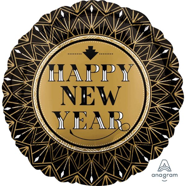 Happy New Year Roaring Twenties Round Foil Balloon - 45cm