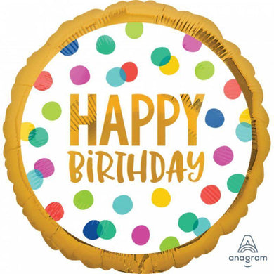 Happy Birthday Dots Foil Balloon - 45cm - The Base Warehouse