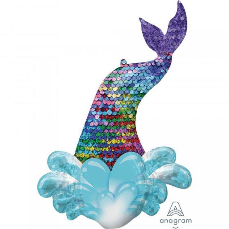 SuperShape Mermaid Sequin Tail Foil Balloon - 68cm x 99cm - The Base Warehouse