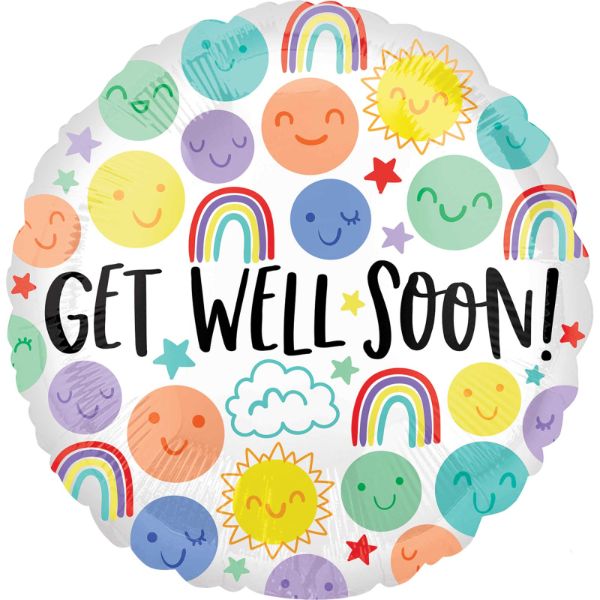 Standard Happy Doodles Get Well Soon Foil Balloon - 45cm