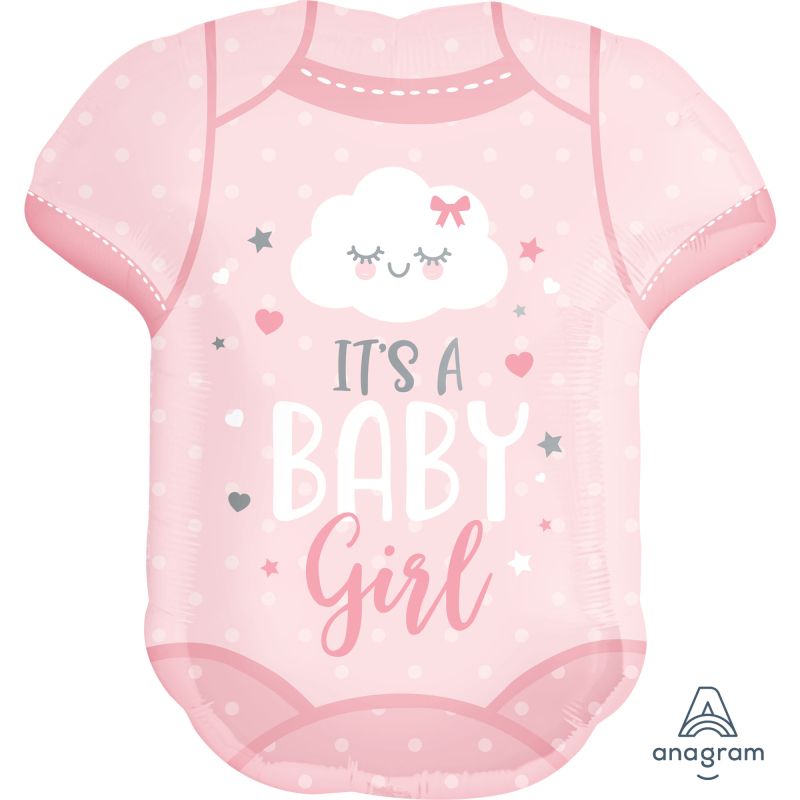 Pink SuperShape It's a Baby Girl Onesie Foil Balloon - 55cm x 60cm