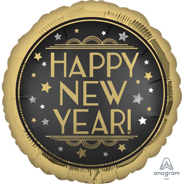Standard Satin Extra Large Vintage Satin Happy New Year Foil Balloon - 45cm