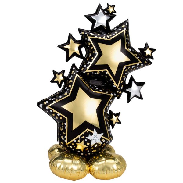 Black & Gold Star Cluster Airloonz - 86cm x 149cm