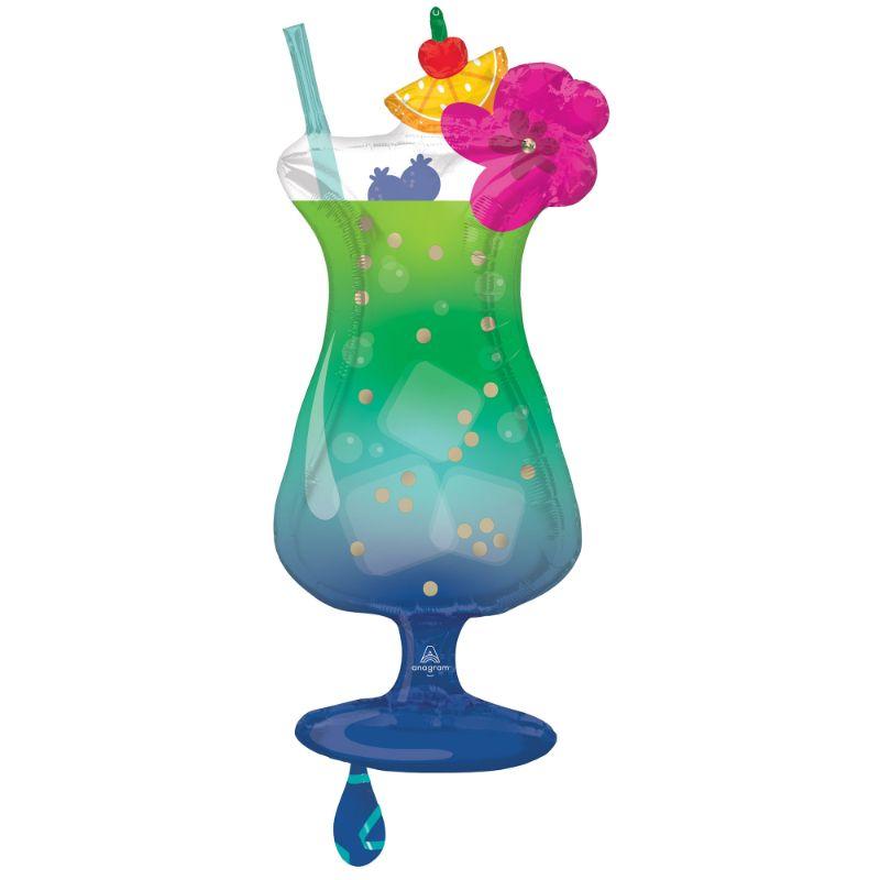 SuperShape Tropical Blue Hawaiian Drink Foil Balloon - 40cm x 93cm